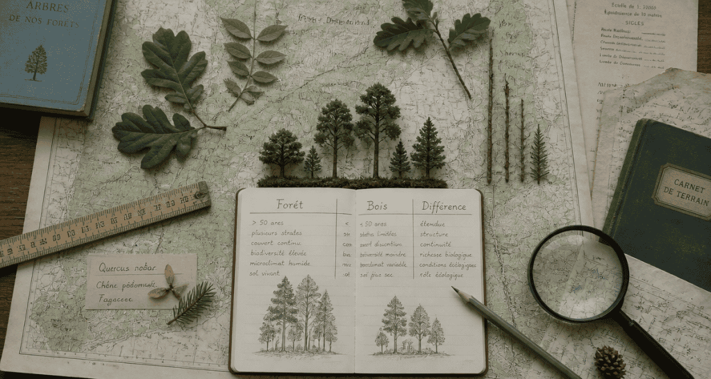 foret bois difference sur bureau botanique