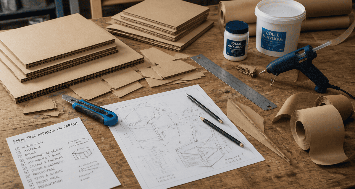 formation meubles en cartons outils sur table