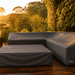 housse salon de jardin sur mesure gris anthracite sur terrasse