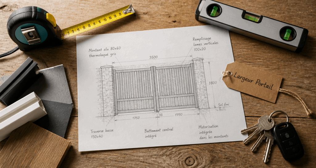 largeur standard portail outils croquis matériaux