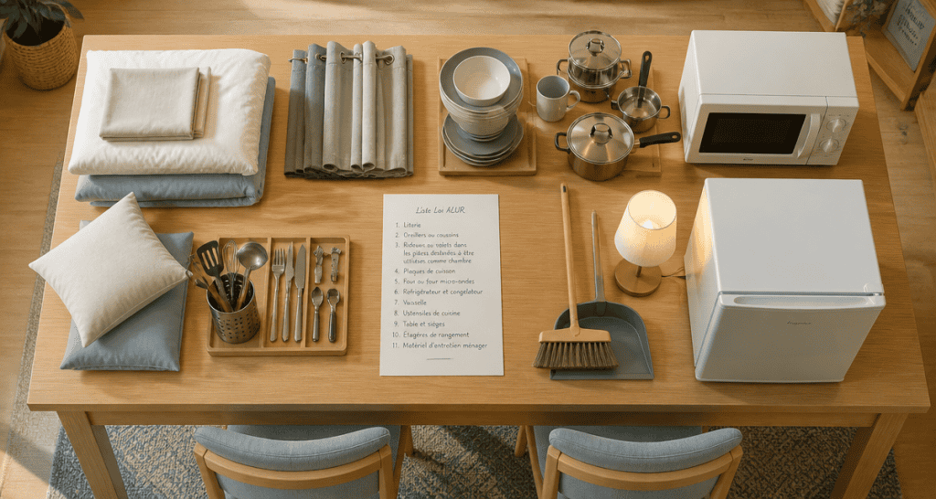 liste mobilier location meublée pdf équipements obligatoires sur table
