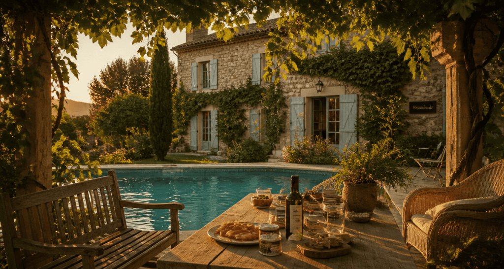 Maison Bardé ancienne en pierre avec jardin et piscine