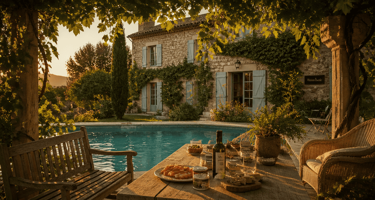 Maison Bardé ancienne en pierre avec jardin et piscine