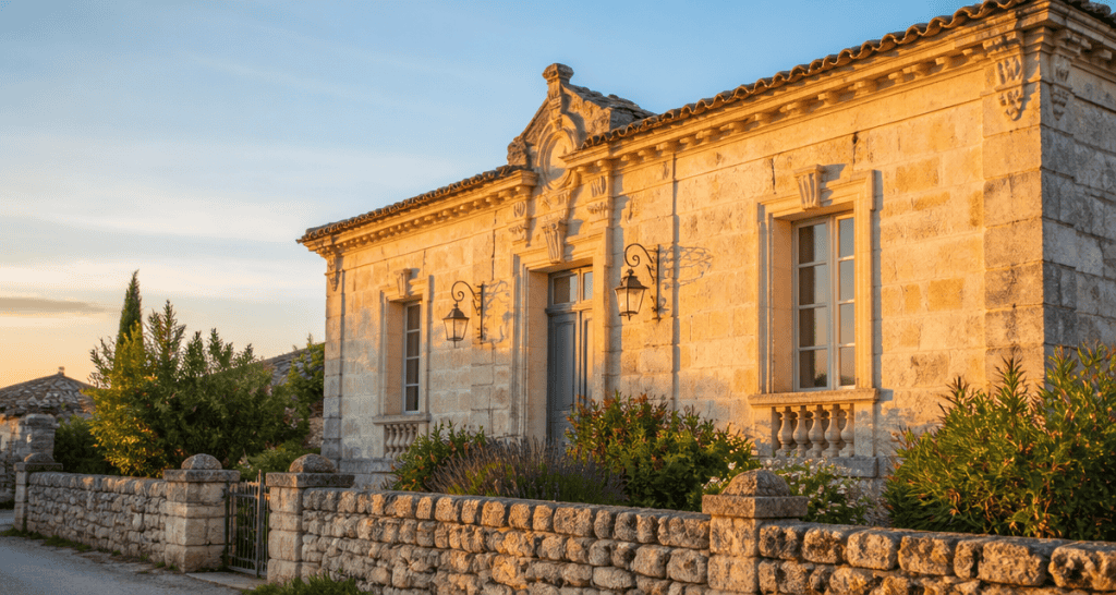 Maison pierre de taille façade calcaire dorée