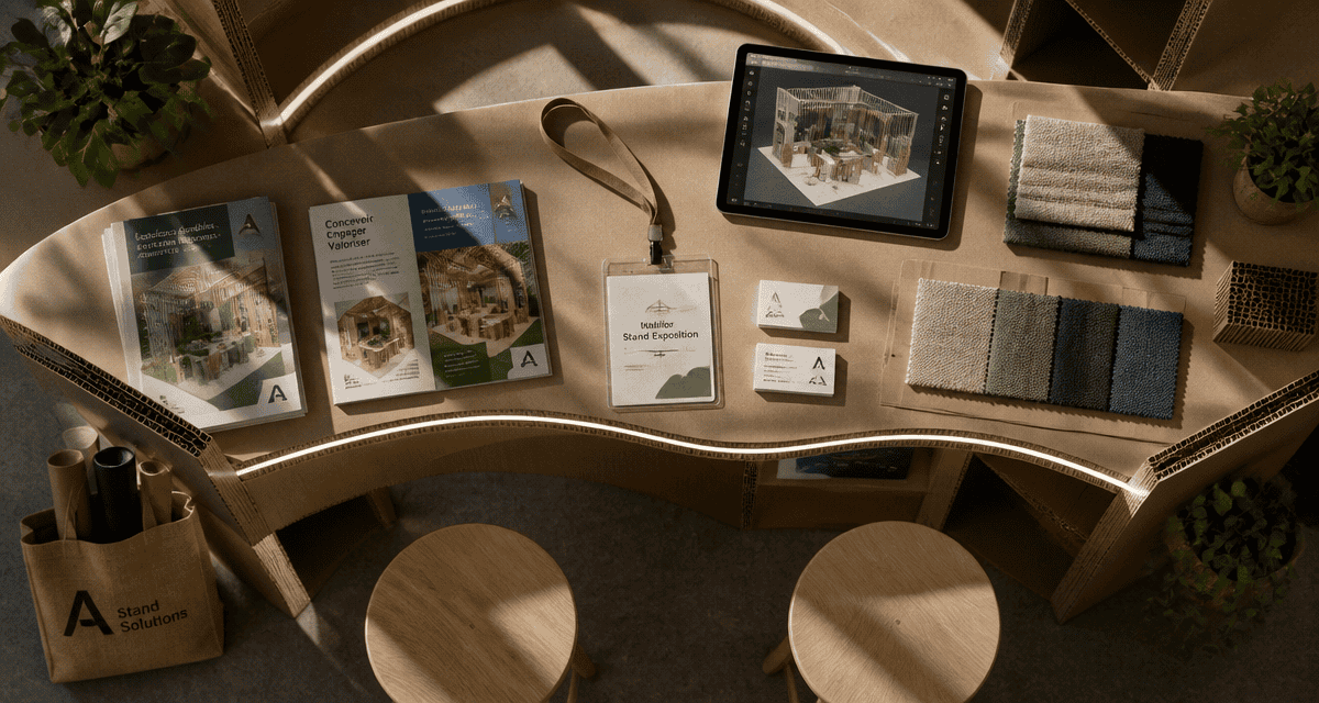 mobilier pour stand exposition flat lay