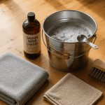 nettoyer parquet vitrifié savon noir, méthode et accessoires
