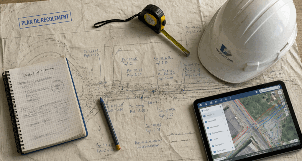plan de récolement annoté bureau chantier