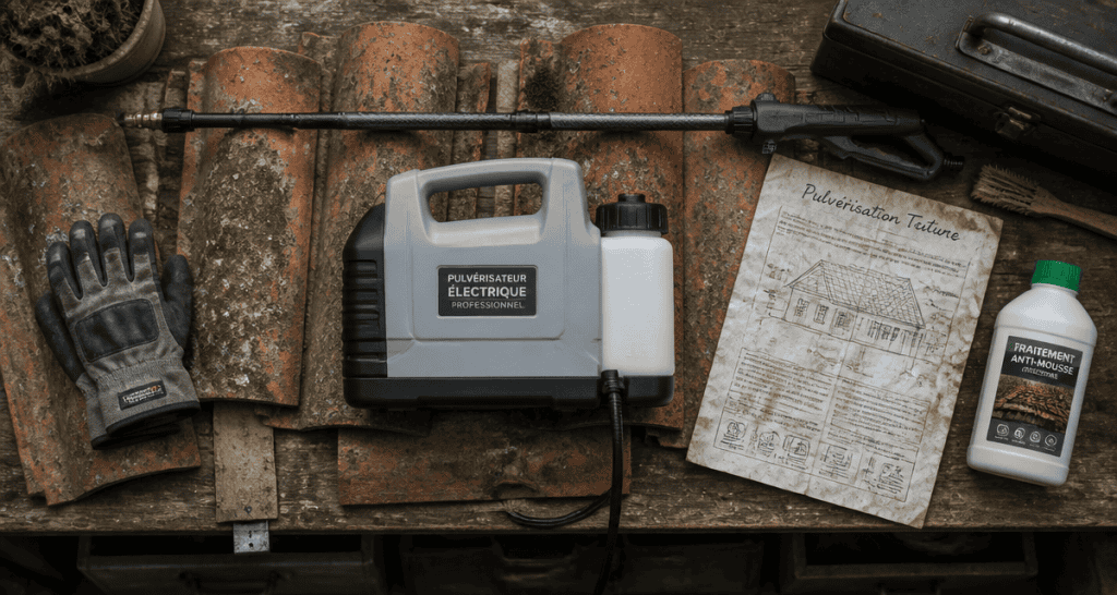 pulverisation toiture sur tuiles anciennes