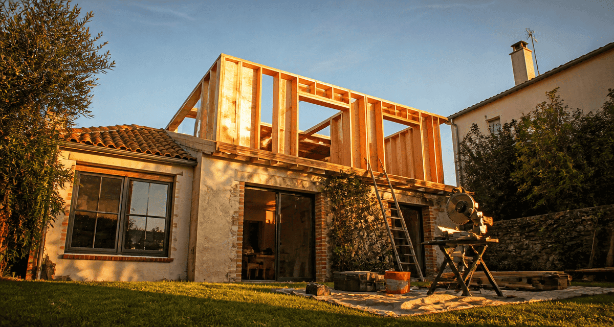 Rehausser toiture étage bois maison