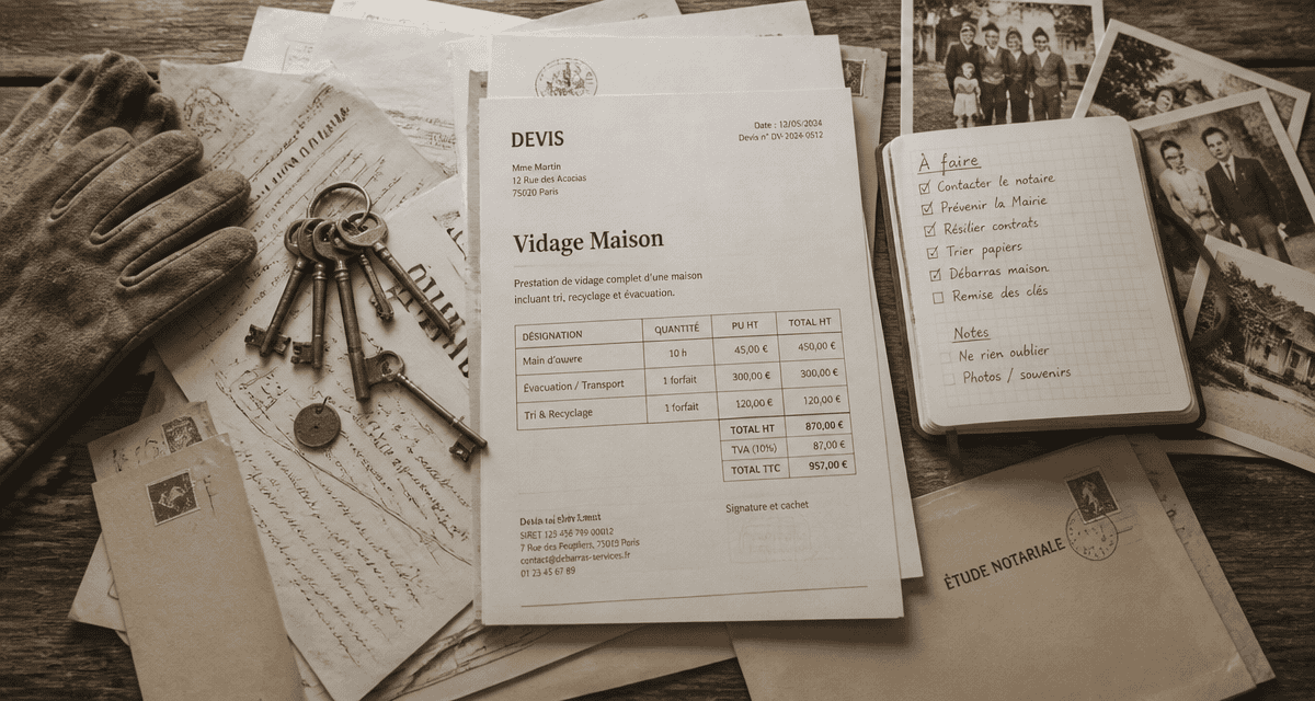 vidage maison table documents succession