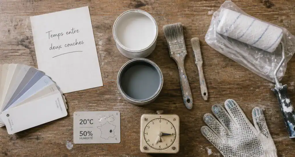 combien de temps entre 2 couches de peinture outils et minuteur