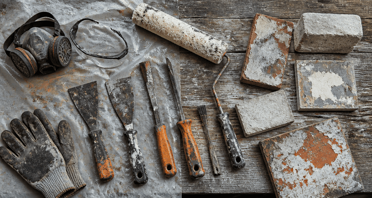 decaper facade peinture outils sur etabli