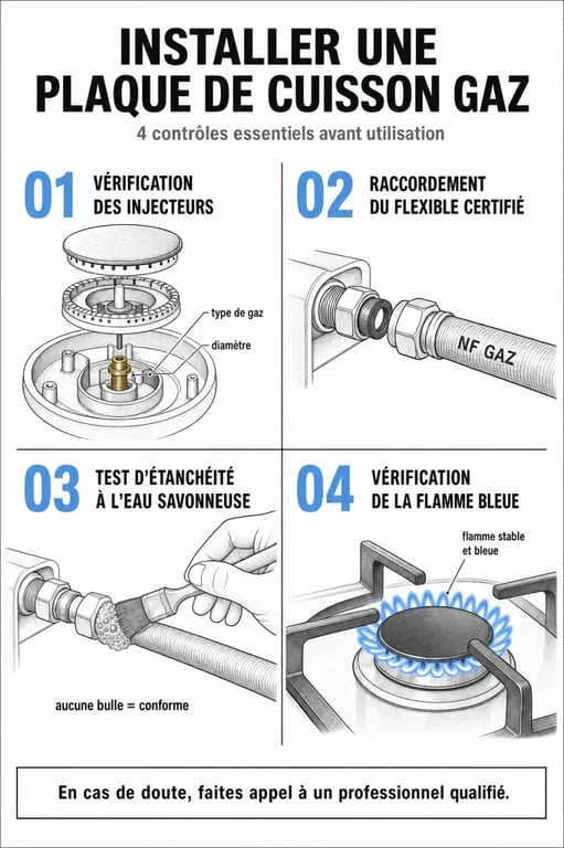 Étapes de sécurité pour installer une plaque de cuisson gaz