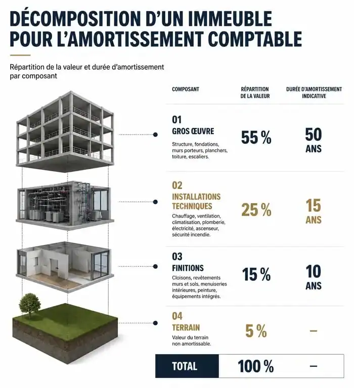 Tableau de décomposition d'un immeuble par composant pour l'amortissement fiscal