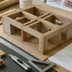 Meuble en carton fabrication : structure solide en atelier, panneaux et kraft gommé
