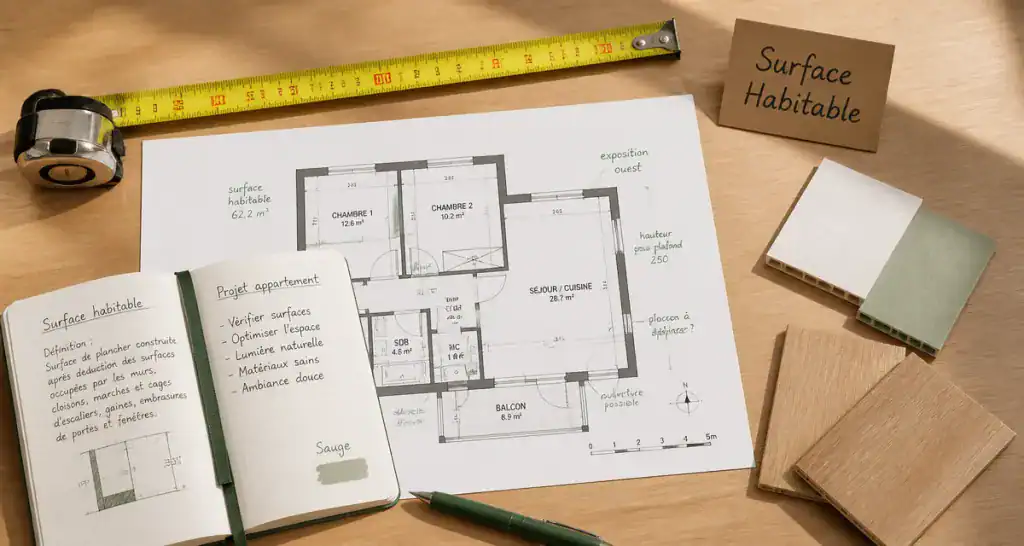 placard surface habitable plan mesure