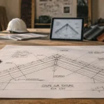 Toiture schéma : plan technique des composants (faîtage, chevrons)