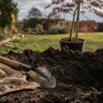 Arbre a planter : jeune arbre planté dans la terre, jardin