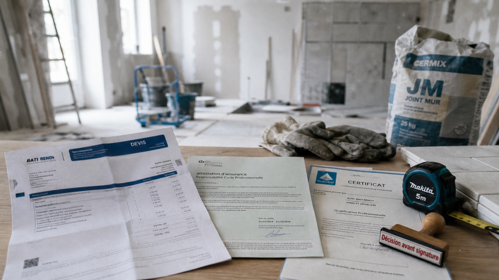 Devis assurance et contrôle artisan avant signature des travaux