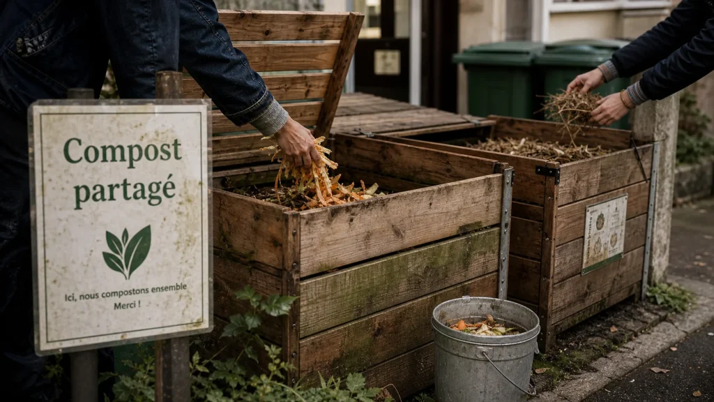 Compostage collectif : bacs de compost partagés et dépôt d’épluchures