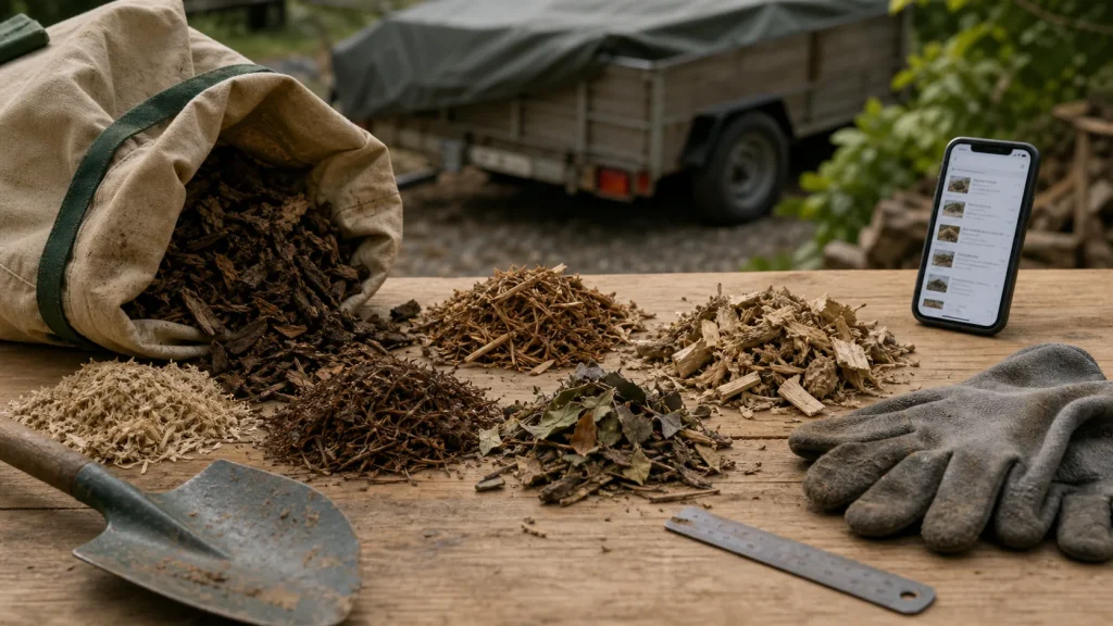 Copeaux de bois gratuit pour jardin : tas de broyat à éviter