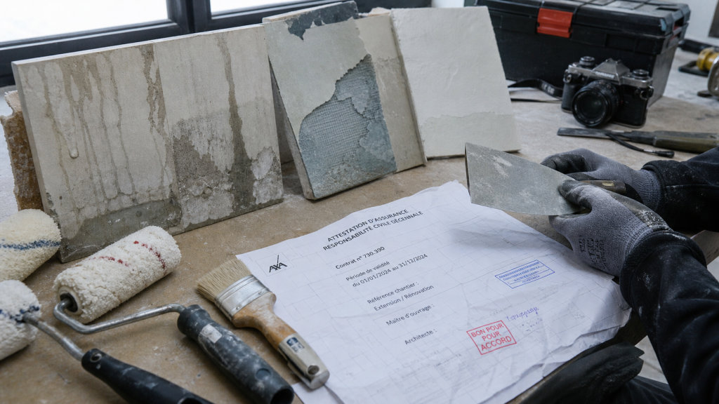 Décennale peintre : ravalement avec traces d’infiltration et peinture