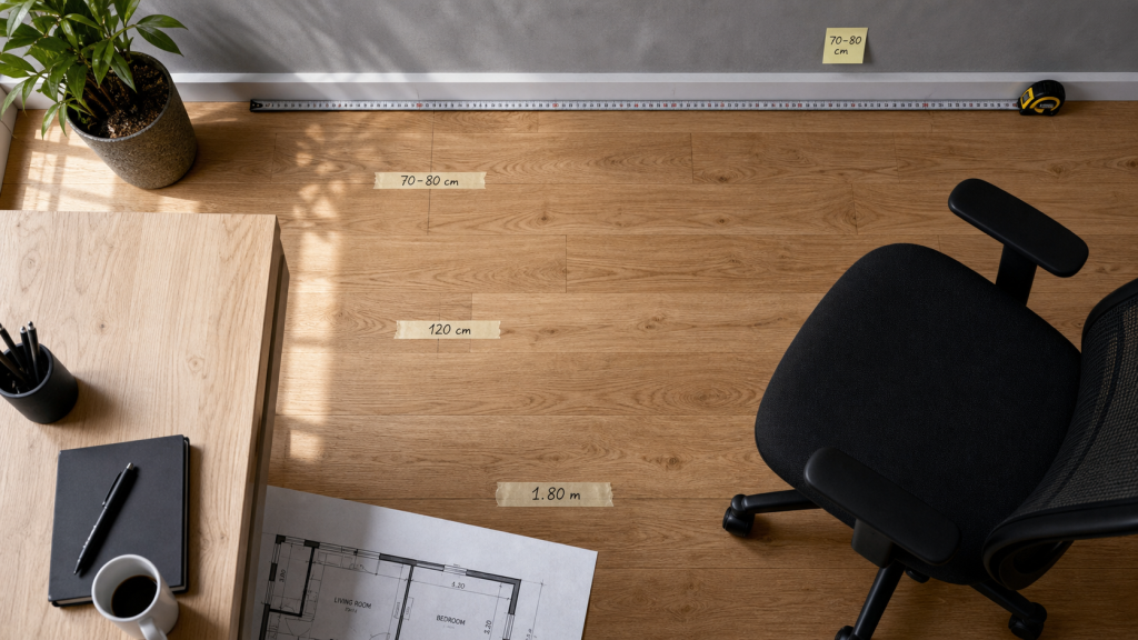 Distance entre bureau et mur : 70 cm minimum pour s’asseoir