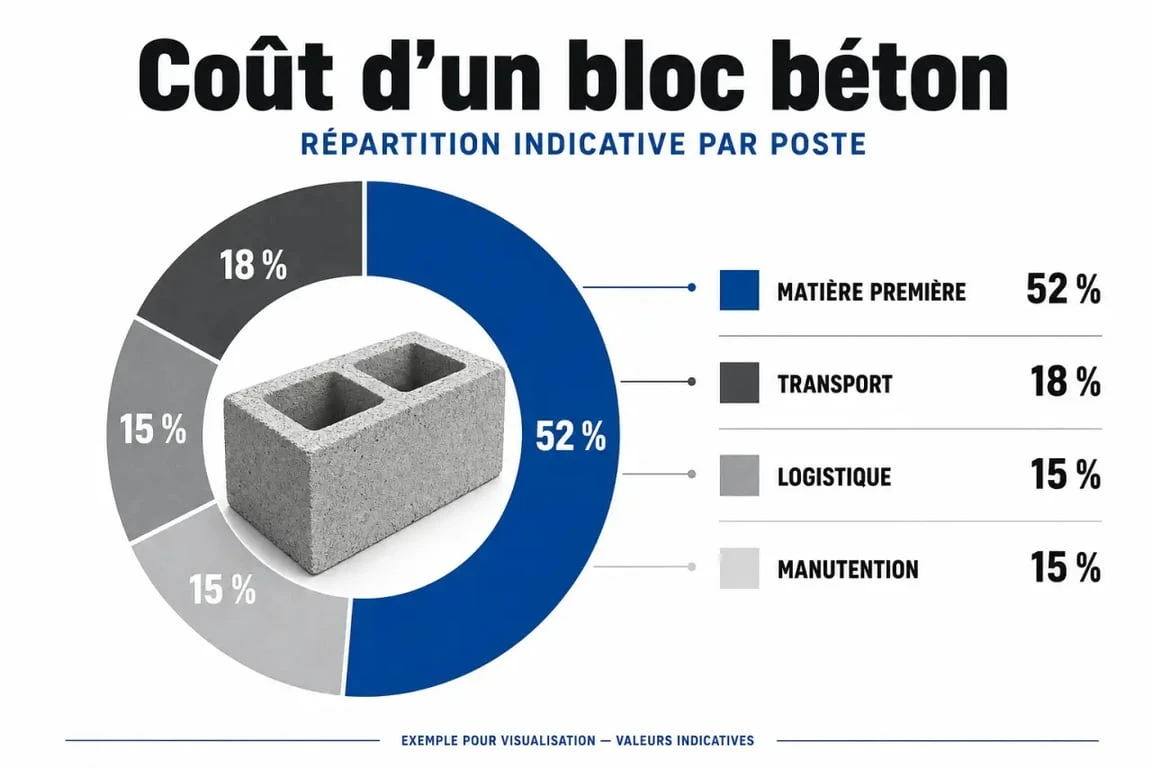 Répartition des facteurs influençant le prix des blocs béton sur chantier