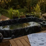 Kit bassin poisson hors sol sur terrasse en bois, liner EPDM et filtre