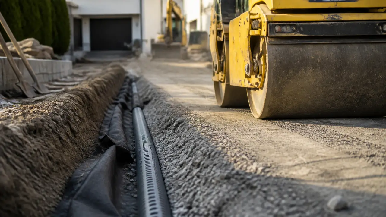 Allée carrossable pas cher : fondation en gravier et drainage