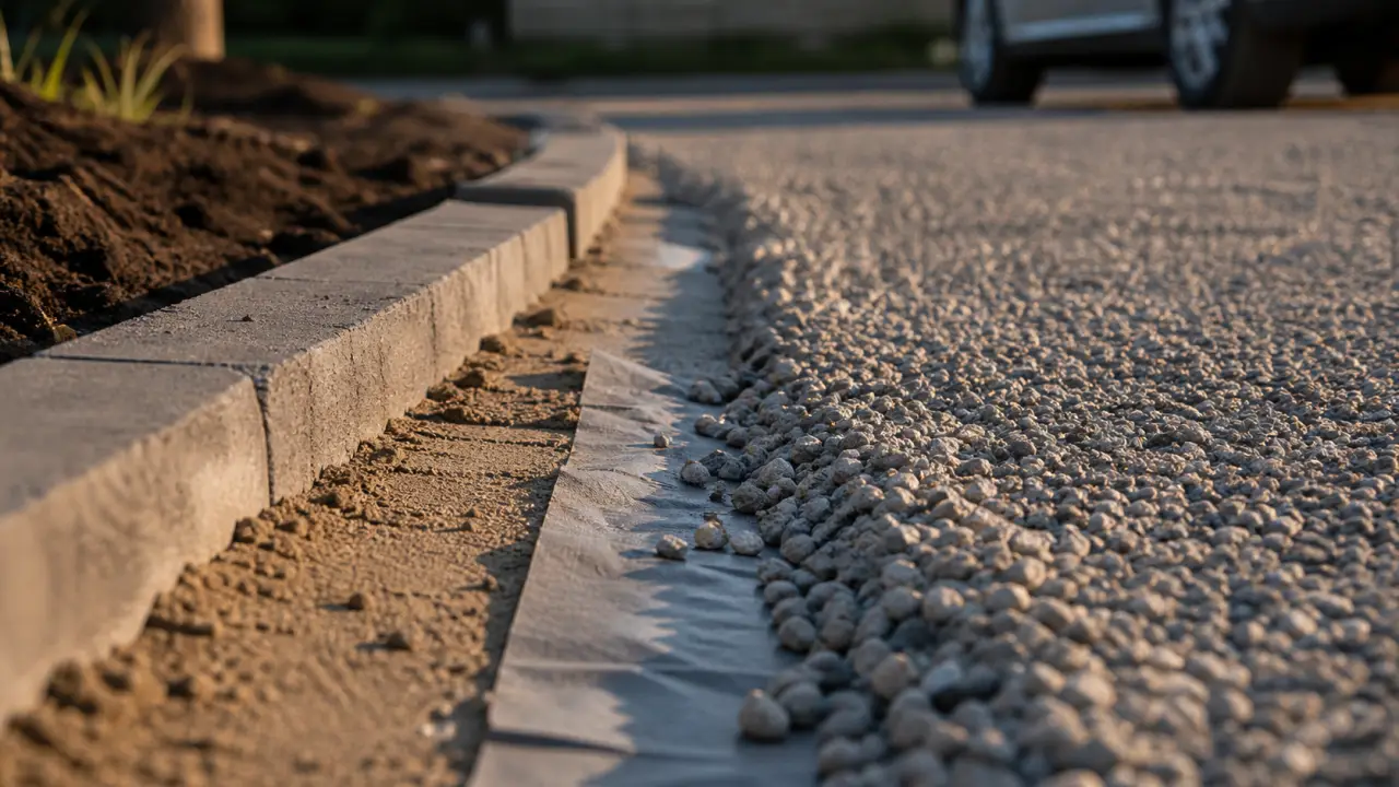 Allée carrossable pas chere : gravier stabilisé sur fondation
