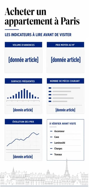 Appartement en vente paris : synthèse visuelle des prix, surfaces et critères à vérifier avant achat