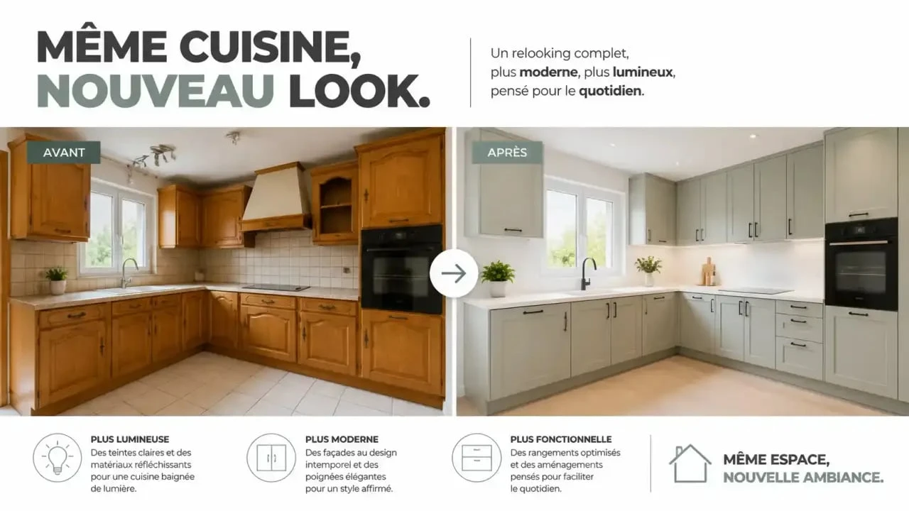 Rénover sa cuisine sans changer les meubles : exemple de transformation avant après