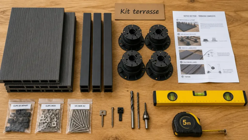 Kit terrasse en bois, composite ou bambou : le bon choix selon la surface et le support