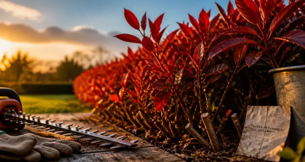 Tailler le photinia : le calendrier idéal pour stimuler les jeunes pousses rouges