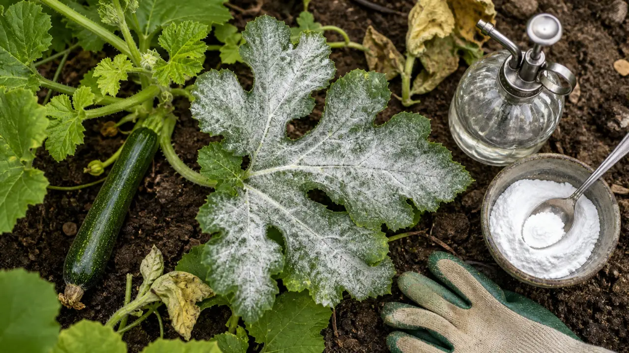 Traitement oidium courgette : feutrage blanc sur feuille