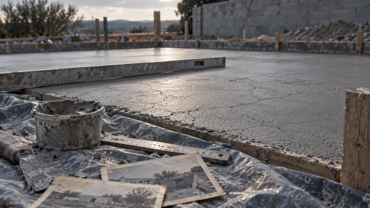 Dalle béton qui fissure au séchage : fissures de retrait sur dalle béton fraîche