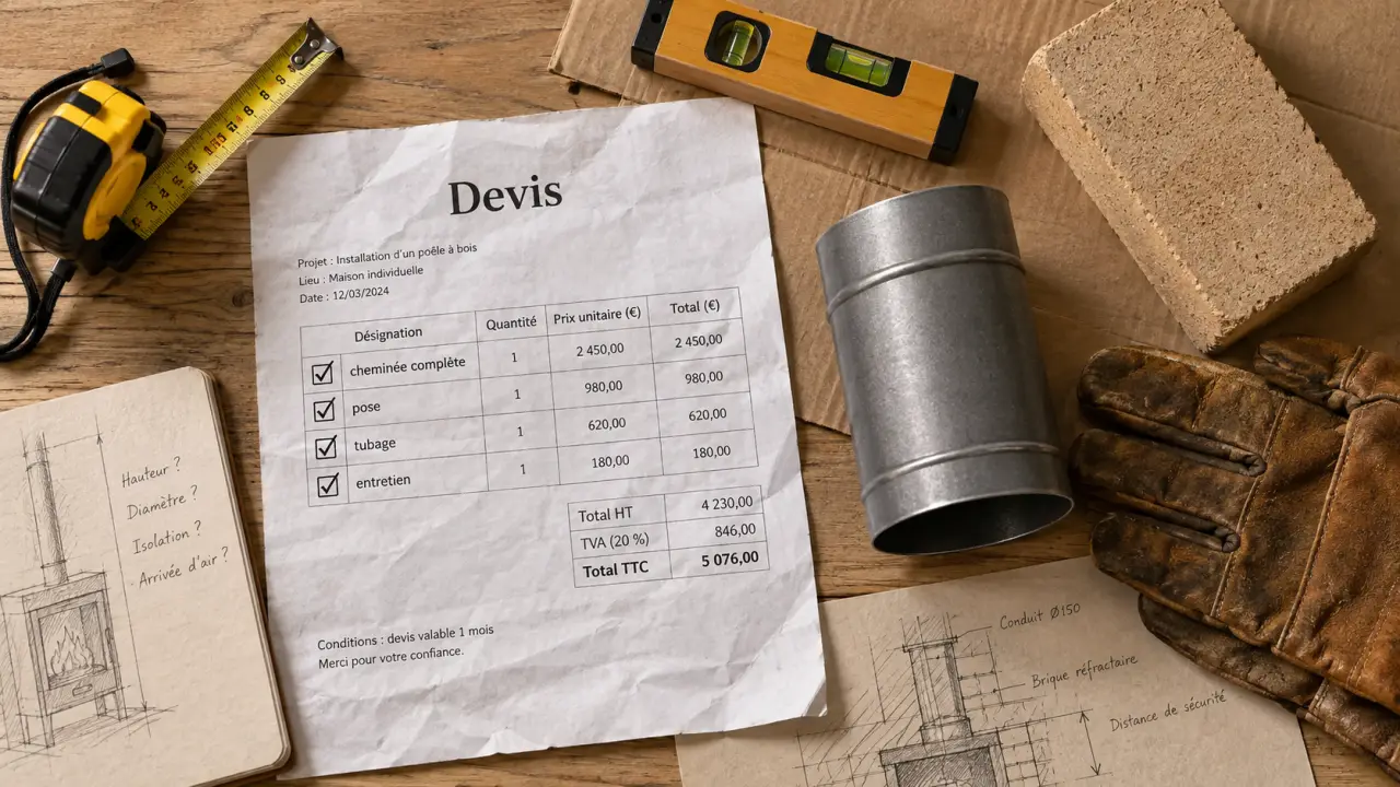 Devis pour cheminée : 4 postes de prix (200 à 10 000 €)