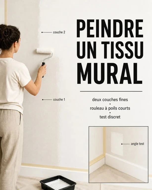Peindre du tissu mural : application en couches fines avec test sur zone cachée