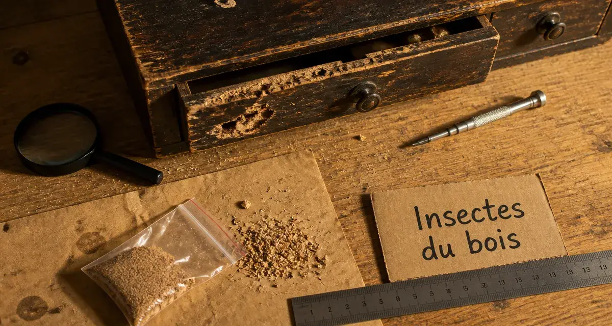 Mites bois meuble : zones de vermoulure, identification insectes xylophages