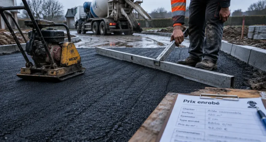 Enrobé : 35 à 50 €/m² pour une allée carrossable, préparation comprise