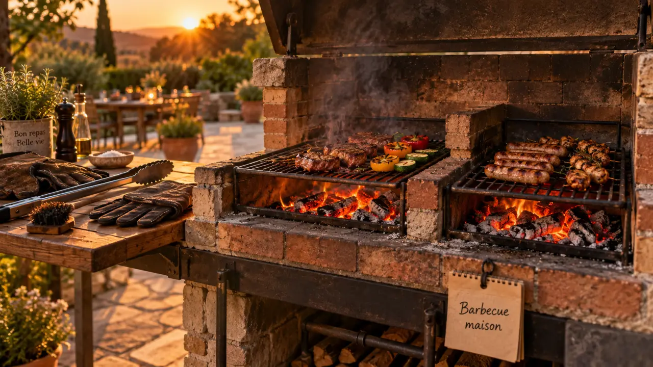 Faire un barbecue maison : barbecue en briques avec braises