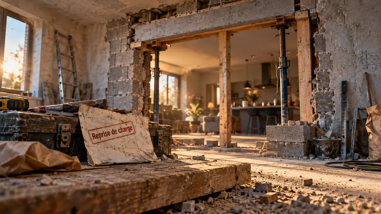 Ouverture maximale mur porteur sans IPN : chantier intérieur et étaiement
